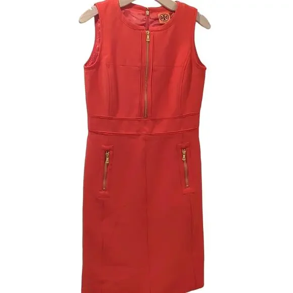 Tory Burch Mariel Orange 1/2 Zip Wool Blend Mini Dress Women's Size 4 - Picture 1 of 8